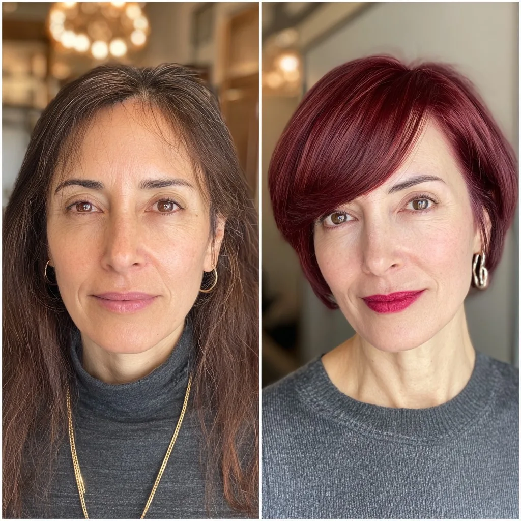 Boldly Sculpted Red Bob with Subtle Layers