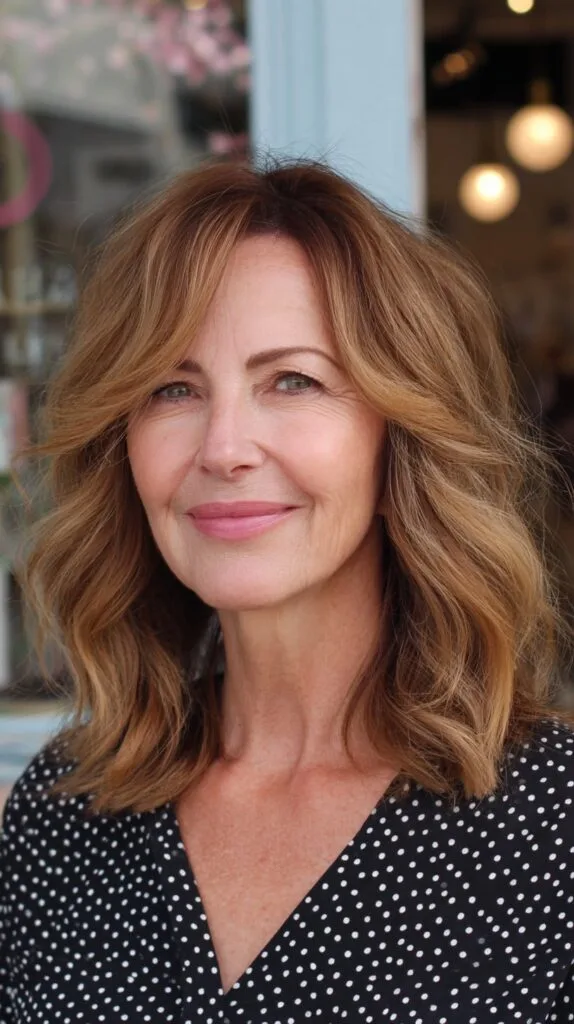 Bronde Shoulder-Grazing Cut with Curtain Layers and Root Shadow