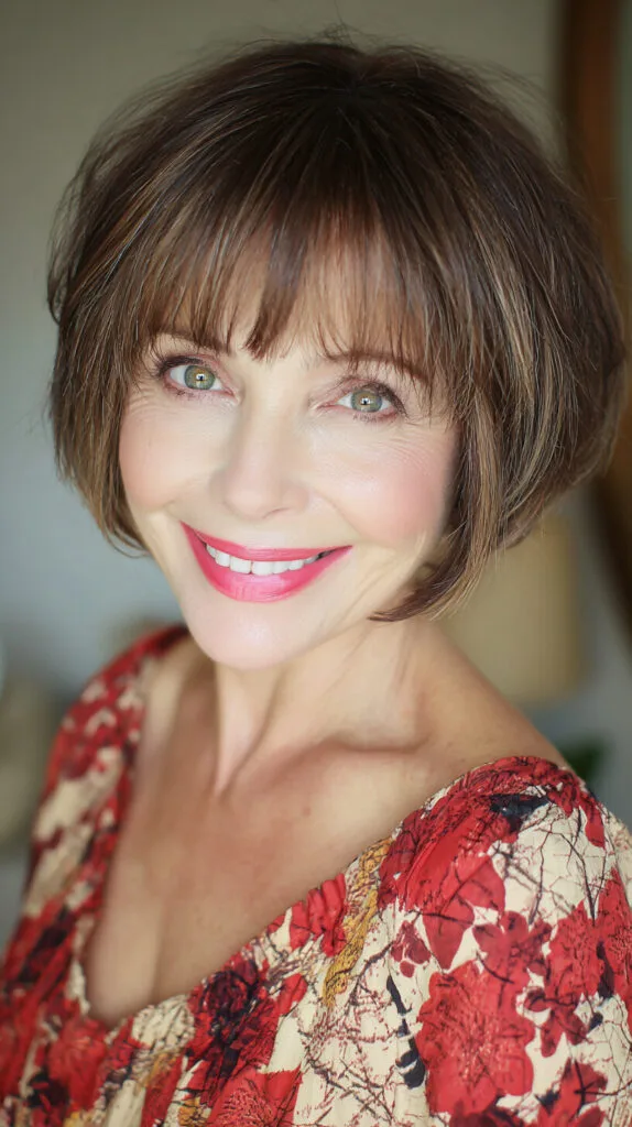 Brunette Shag with Razor-Cut Bangs