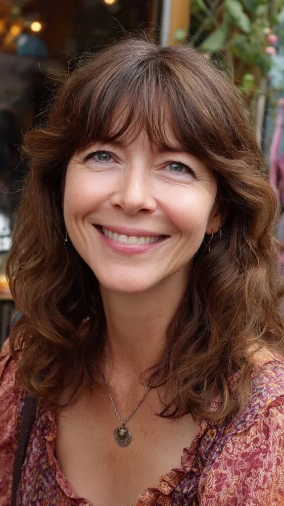 Brushed-Forward Fringe with Soft Wavy Mid-Length Layers