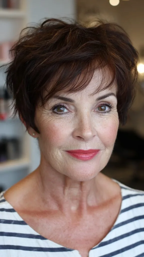 Burnished Auburn Textured Pixie with Natural Flow