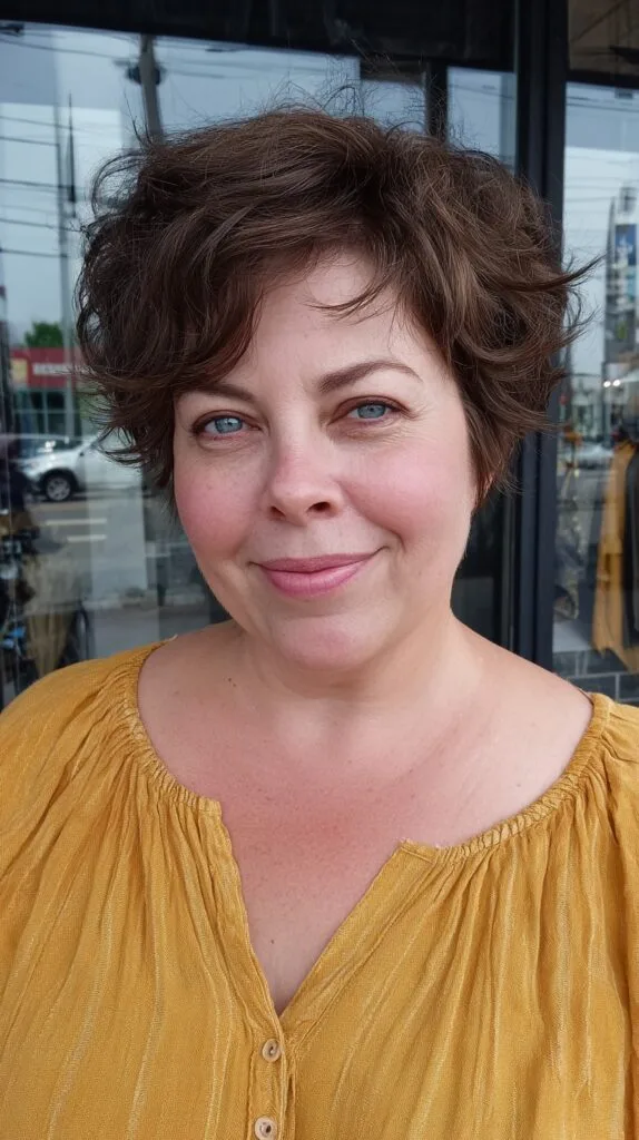 Casual Chestnut Pixie with Textured Waves
