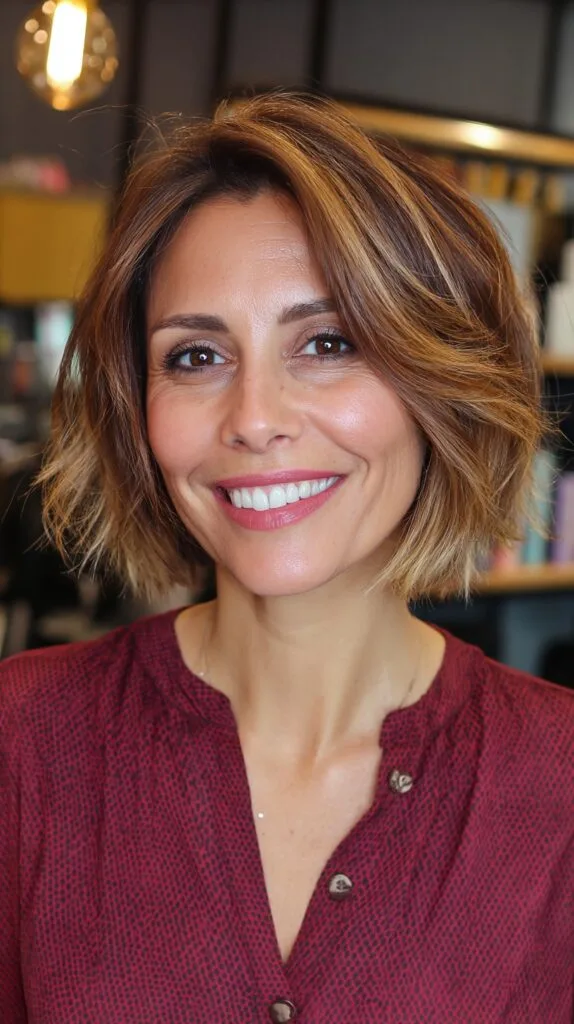 Charming Caramel Swirl Layered Bob