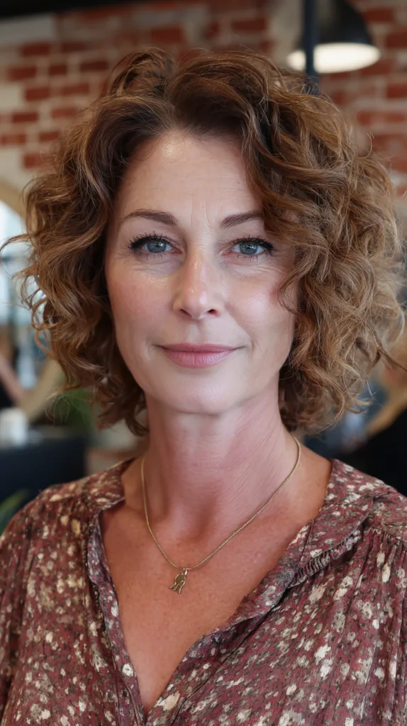Charming Cherry Mocha Curly Lob with Defined Layers