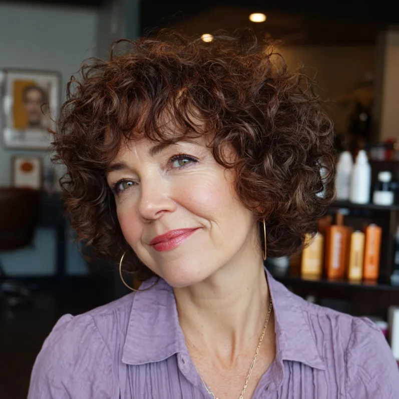 Charming Curly Bob with Soft Volume