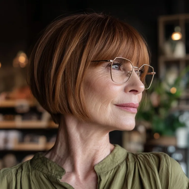 Charming Glasses-Friendly Bob with Soft Bangs