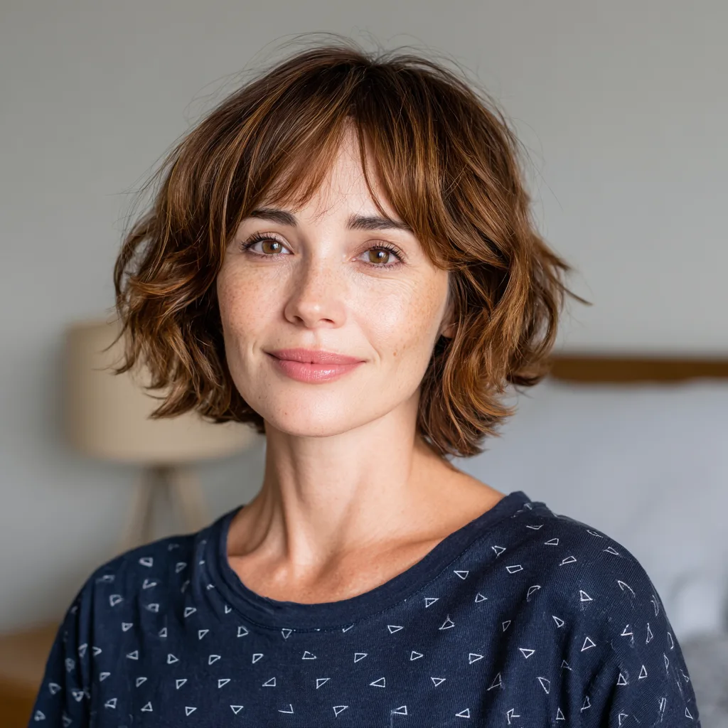 Charming Layered Bob with Soft Curtain Bangs
