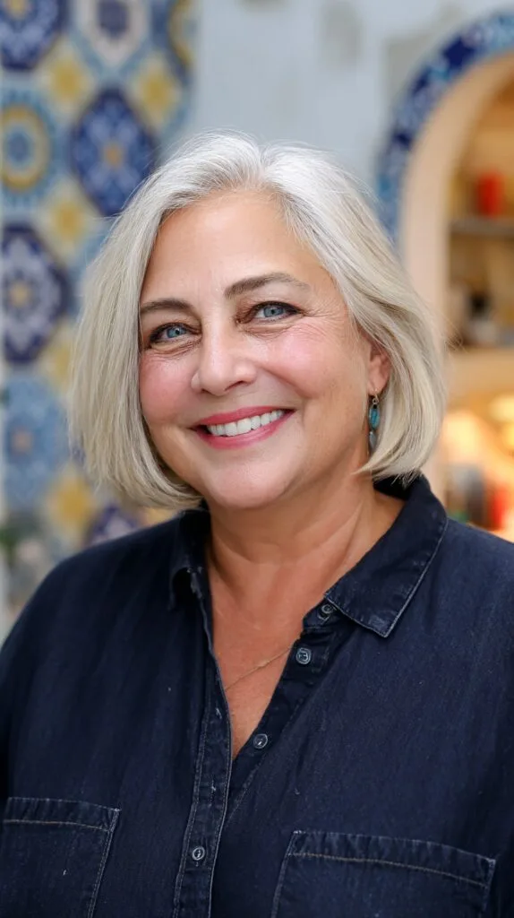 Charming Silver Layered Bob with Textured Waves