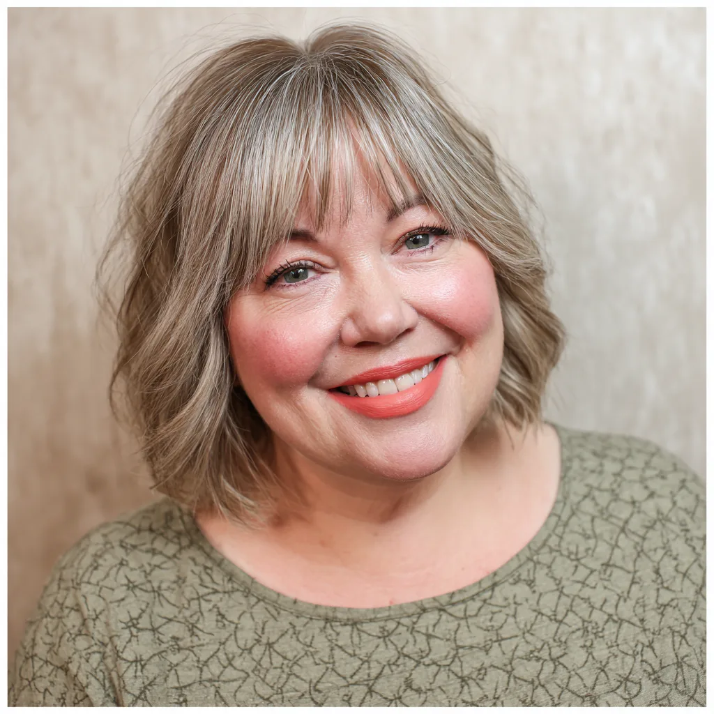 Charming Soft Bob with Long Wispy Bangs