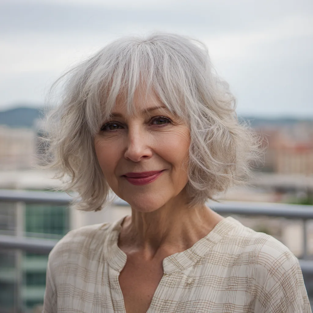 Charming Soft Shaggy Bob with Fringe Bangs