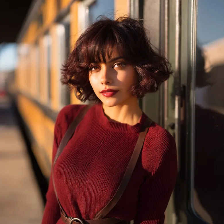 Charming Textured Angled Bob with Soft Waves