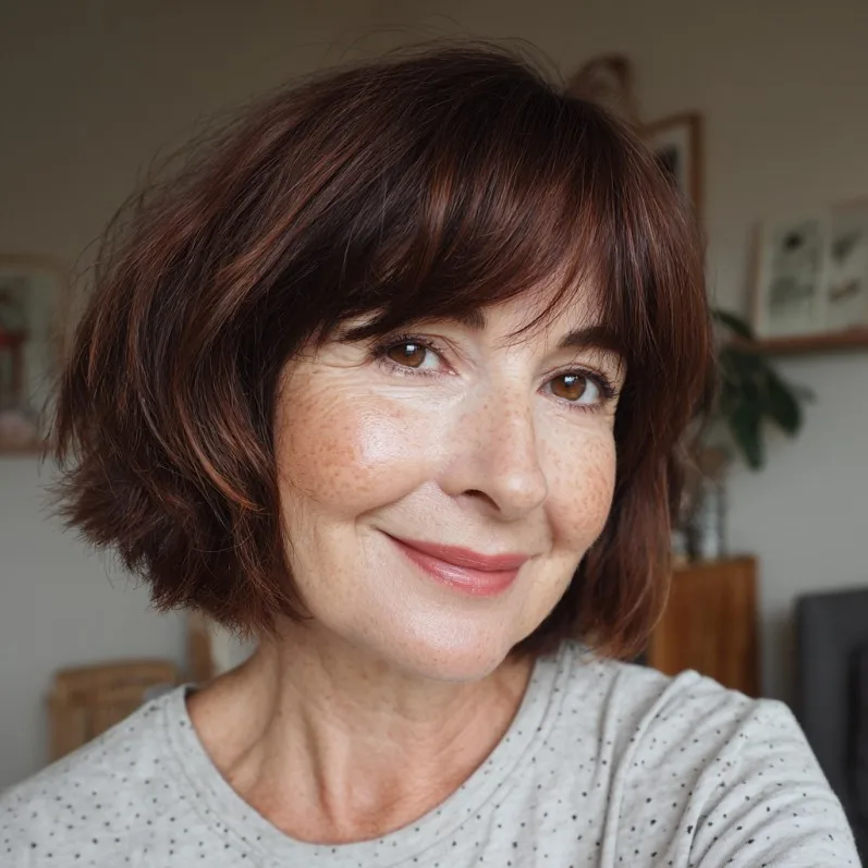 Charming Textured Bob with Soft Bangs