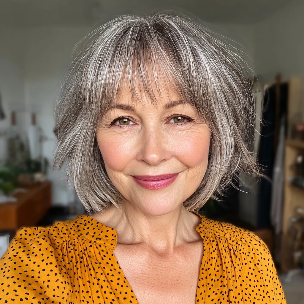 Charming Textured Shaggy Bob with Bangs