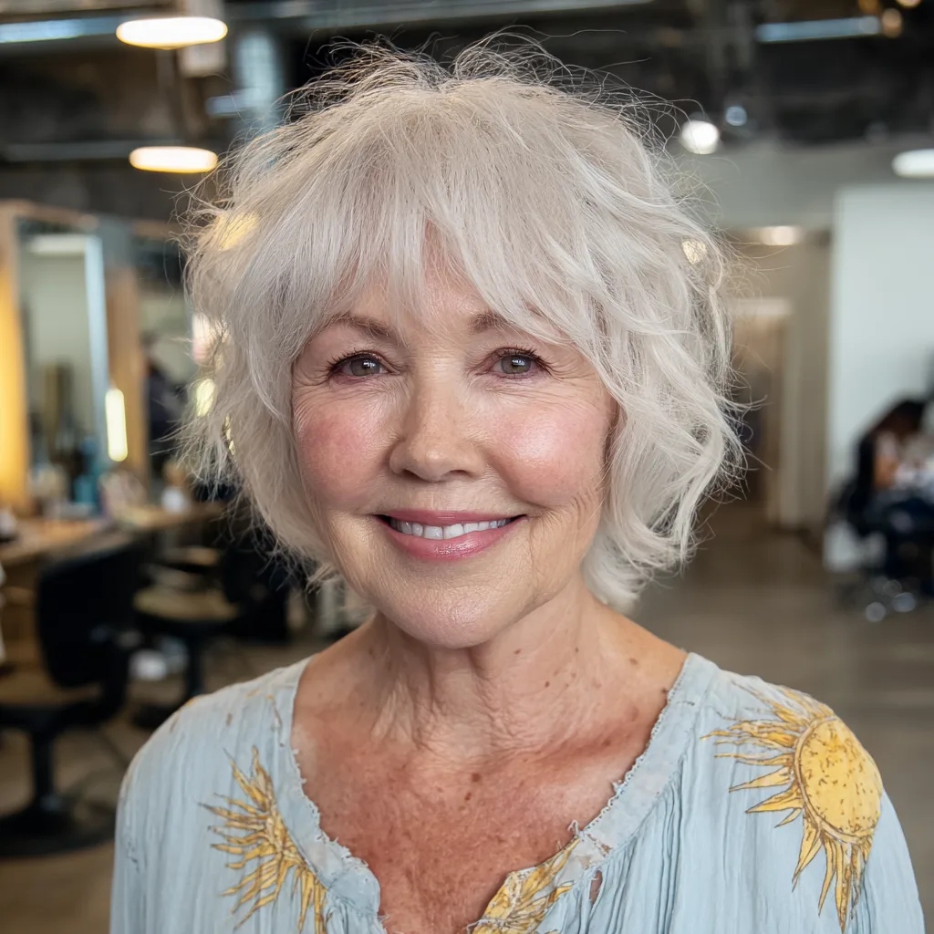 Charming Wispy Shaggy Bob with Soft Bangs