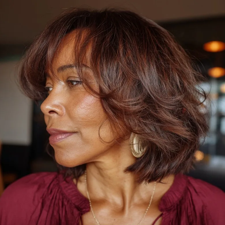 Chic Angled Bob with Subtle Layers for Women Over 50