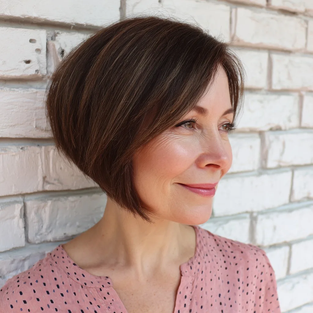 Chic Angular Bob with Subtle Highlights
