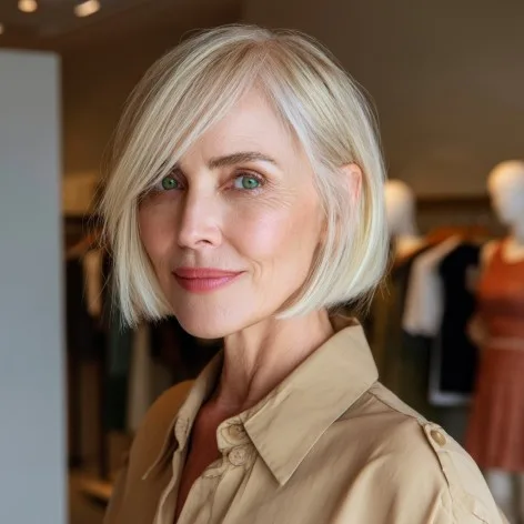 Chic Asymmetrical Bob with Subtle Layers
