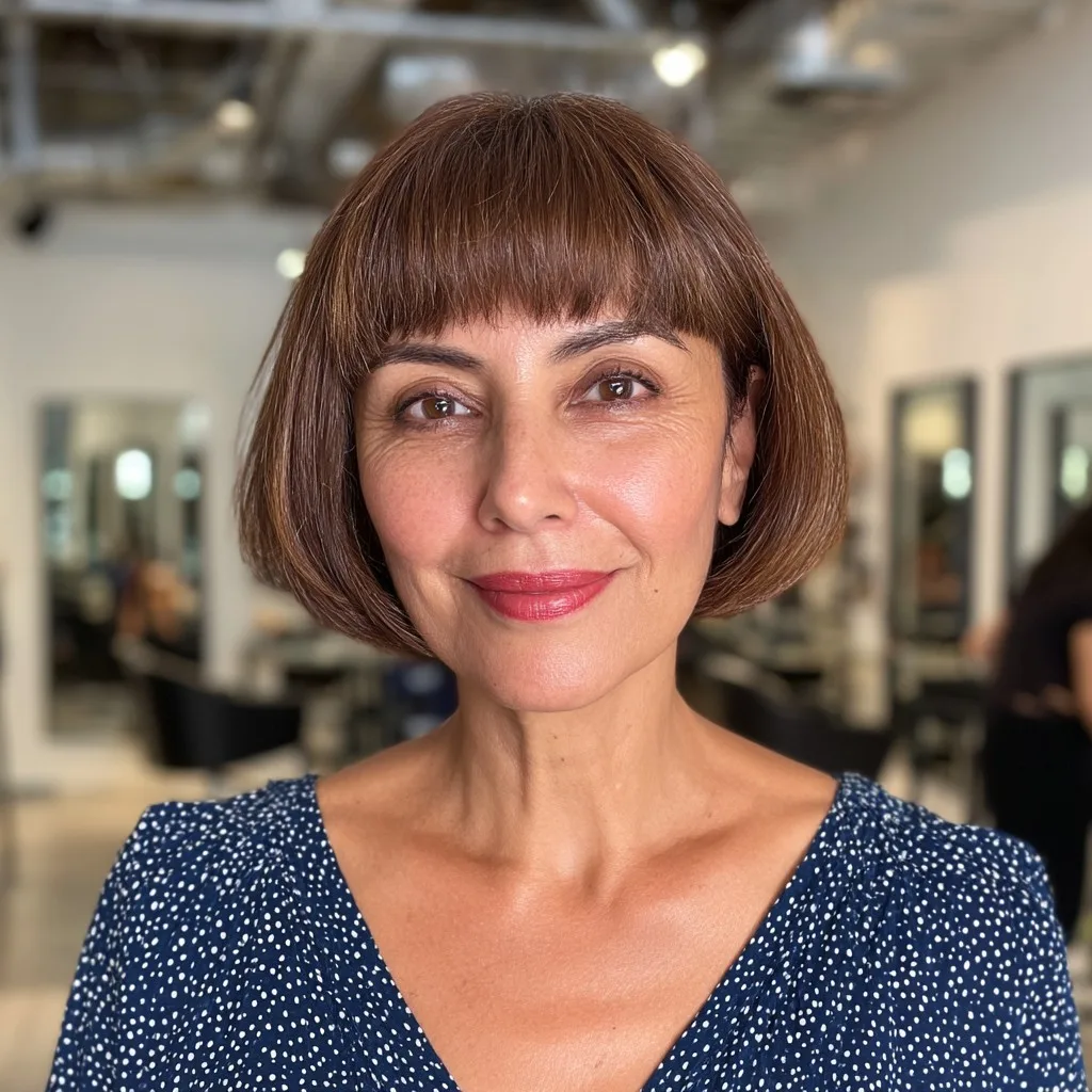 Chic Blunt Bob with Playful Baby Bangs