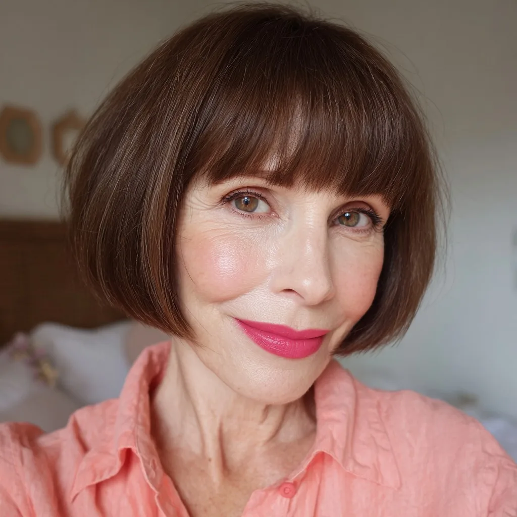 Chic Blunt Bob with Soft, Face-Framing Bangs