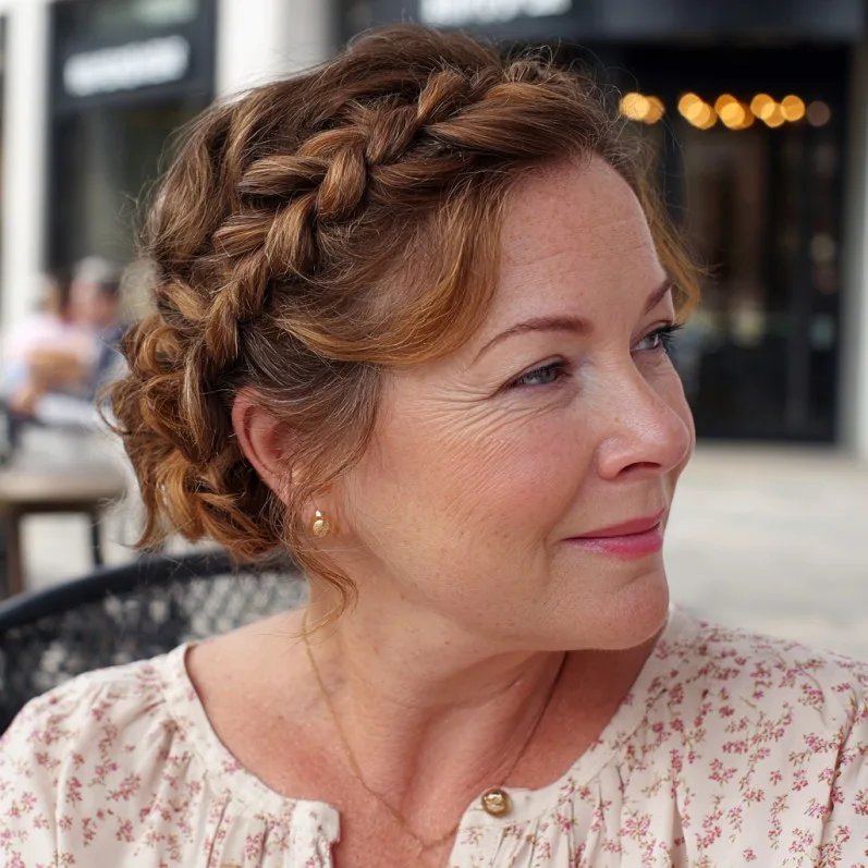 Chic Braided Updo with Soft Waves