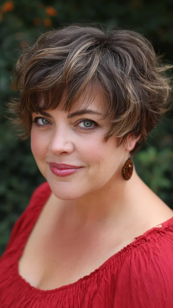 Chic Caramel Highlights on Tousled Pixie Bob