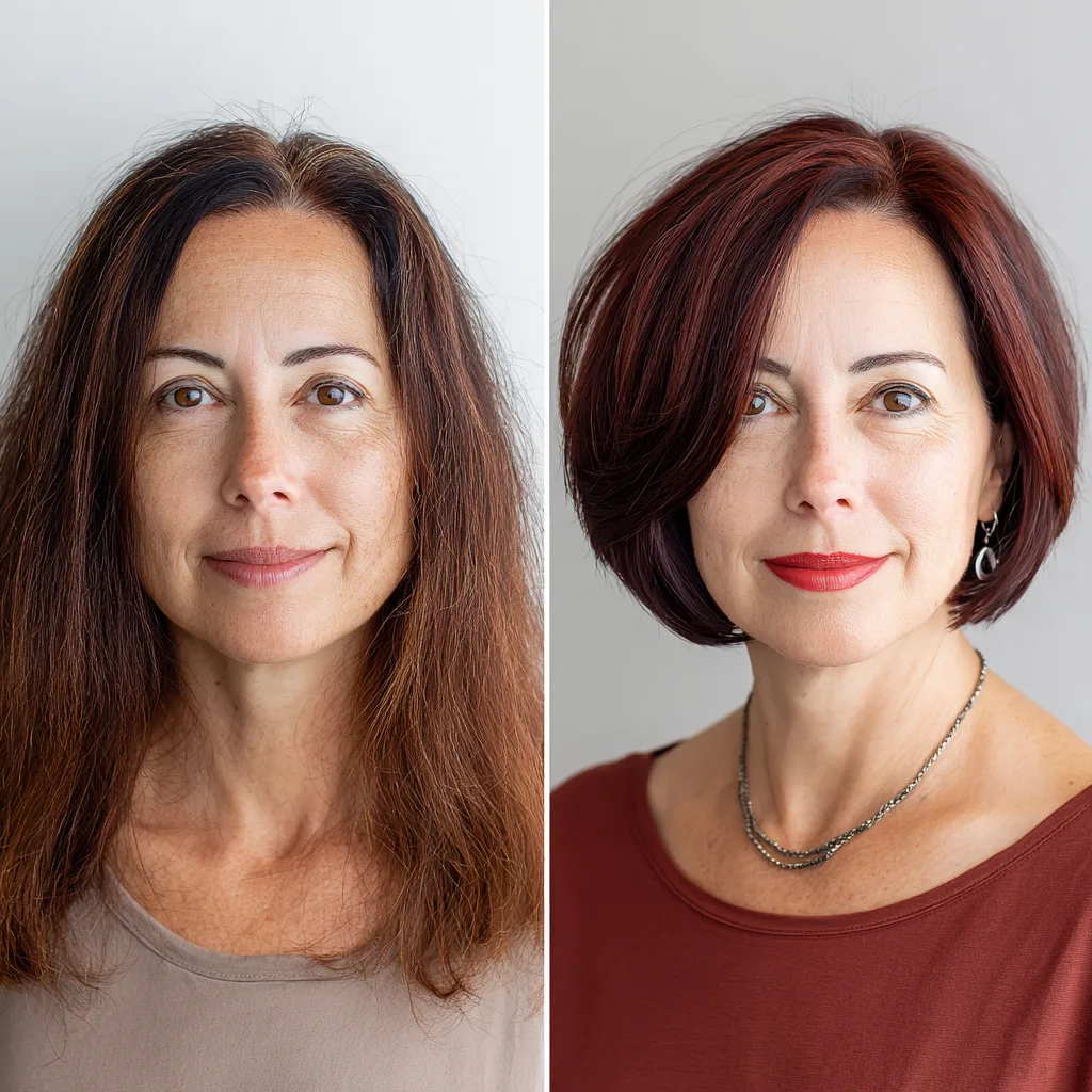 Chic Cherry Mocha A-Line Bob with Subtle Movement
