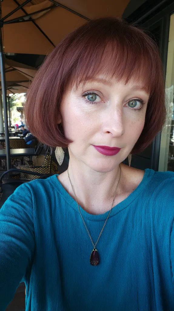 Chic Cherry Mocha Bob with Soft Bangs