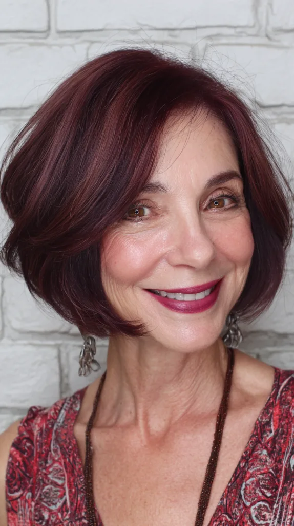 Chic Cherry Mocha Bob with Soft Texture