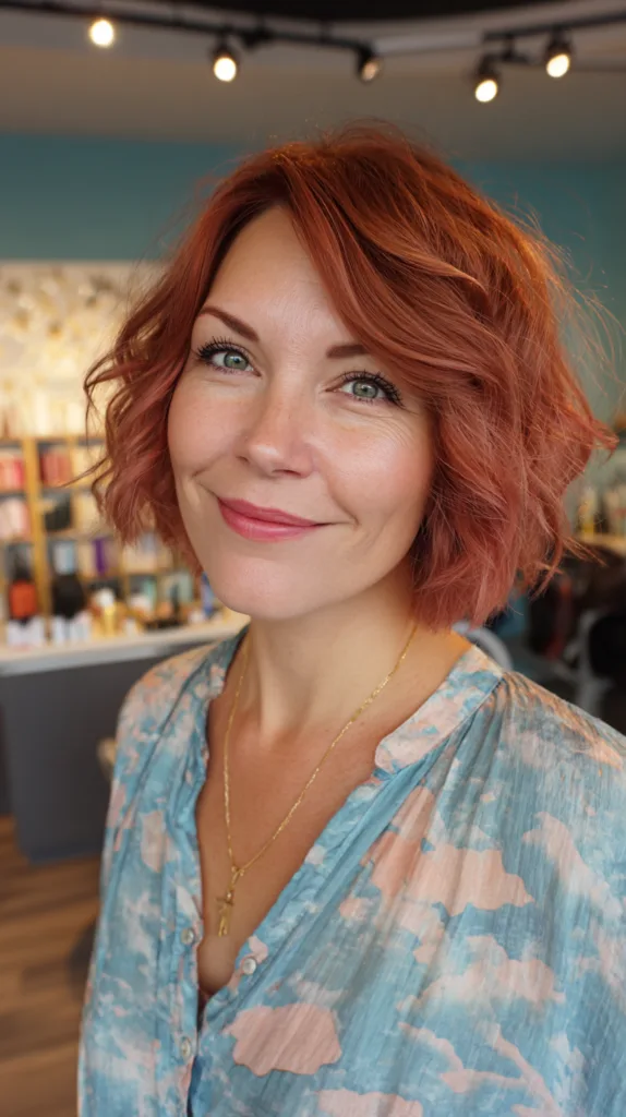 Chic Cherry Mocha Bob with Soft Waves
