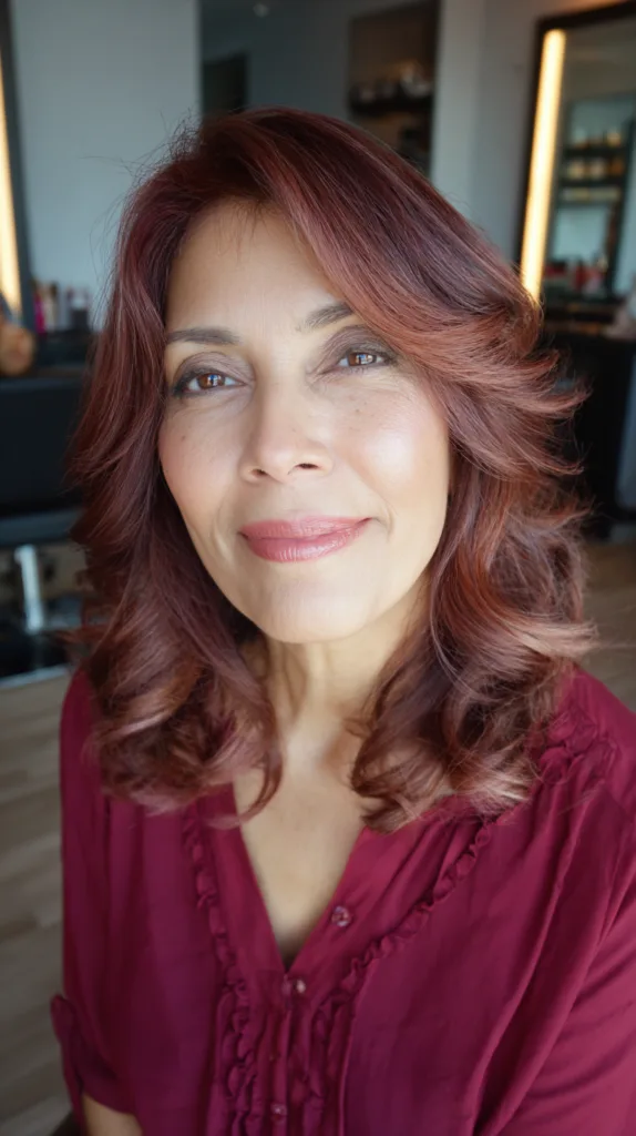 Chic Cherry Mocha Curls with Defined Layers