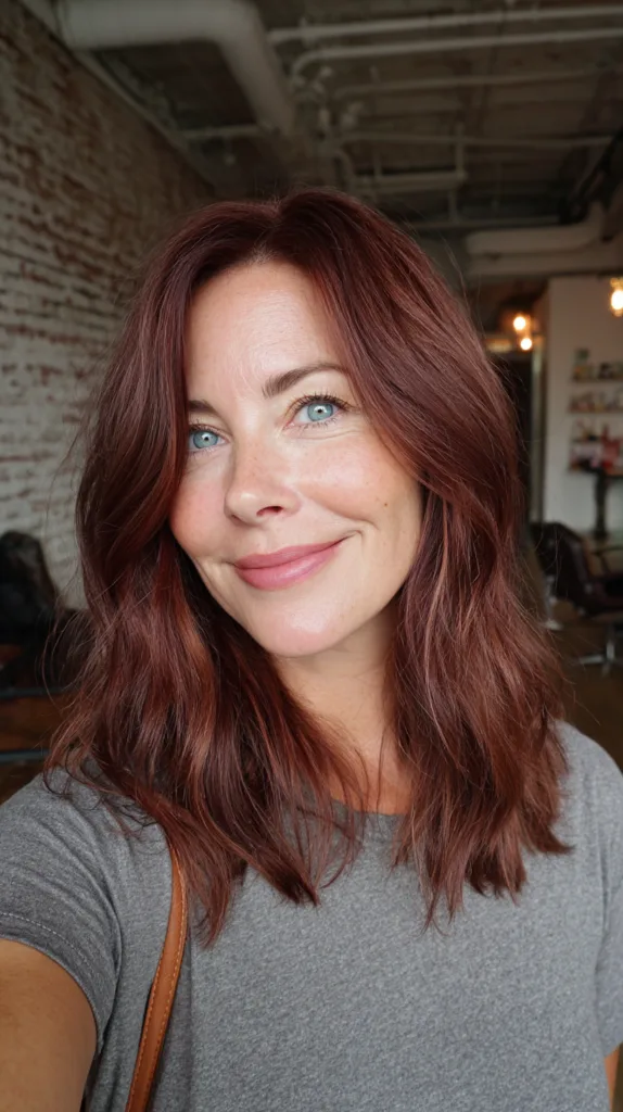 Chic Cherry Mocha Textured Lob with Soft Movement