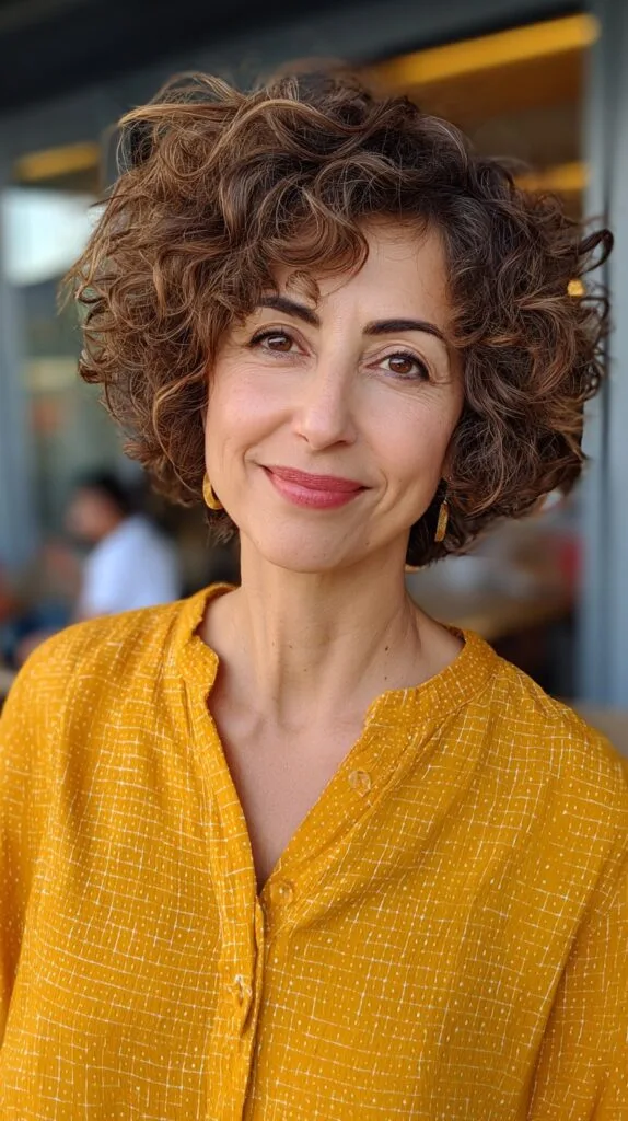 Chic Cinnamon Swirl Curly Bob