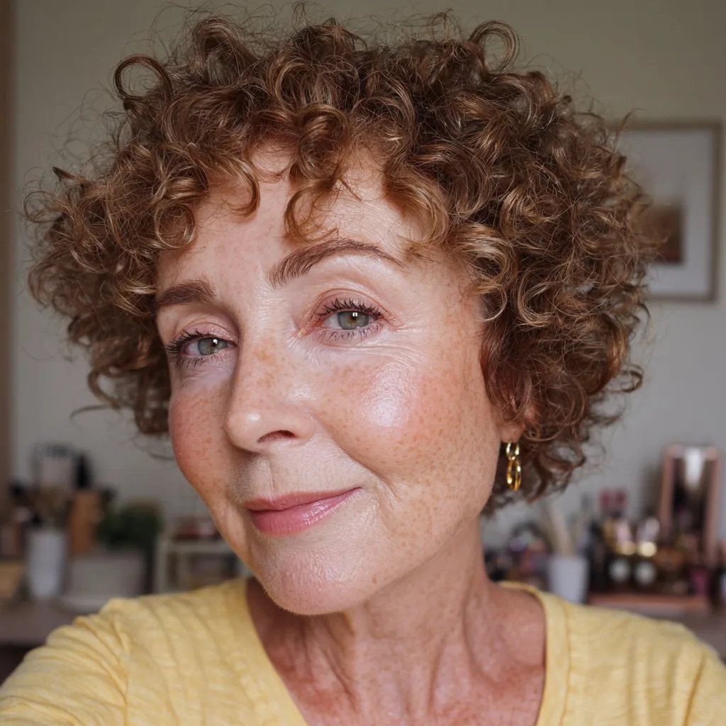 Chic Curly Auburn Bob with Effortless Baby Bangs