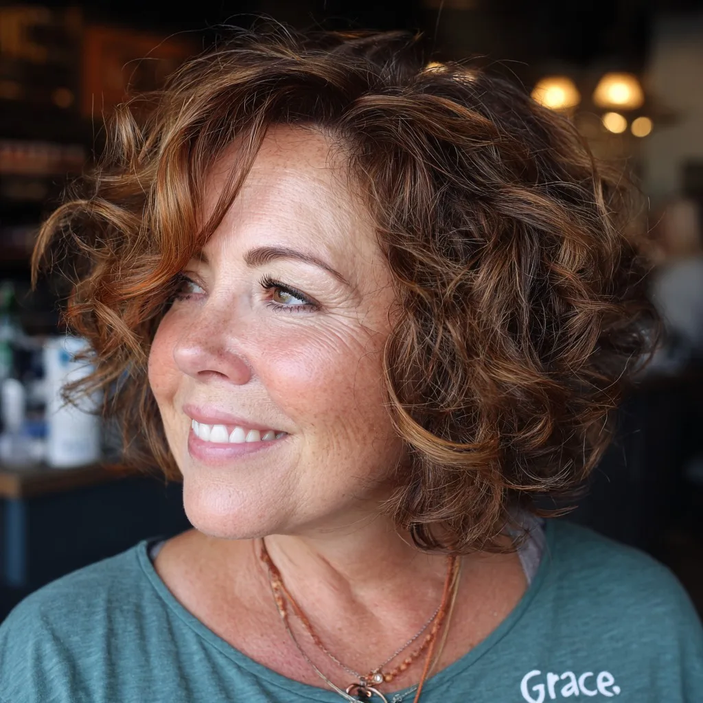 Chic Curly Bob with Soft Volume