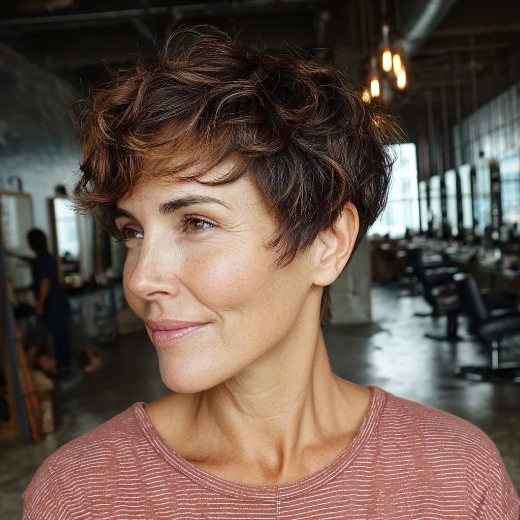 Chic Curly Pixie Cut with Textured Layers