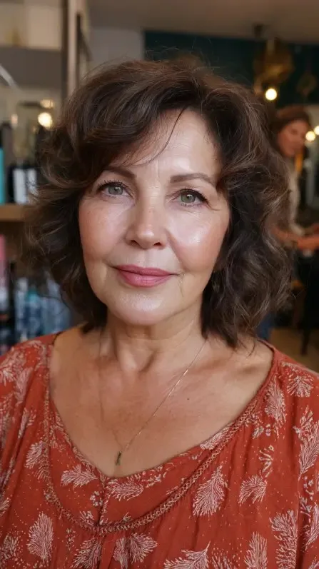 Chic Curly Shoulder-Length Cut with Soft Layers