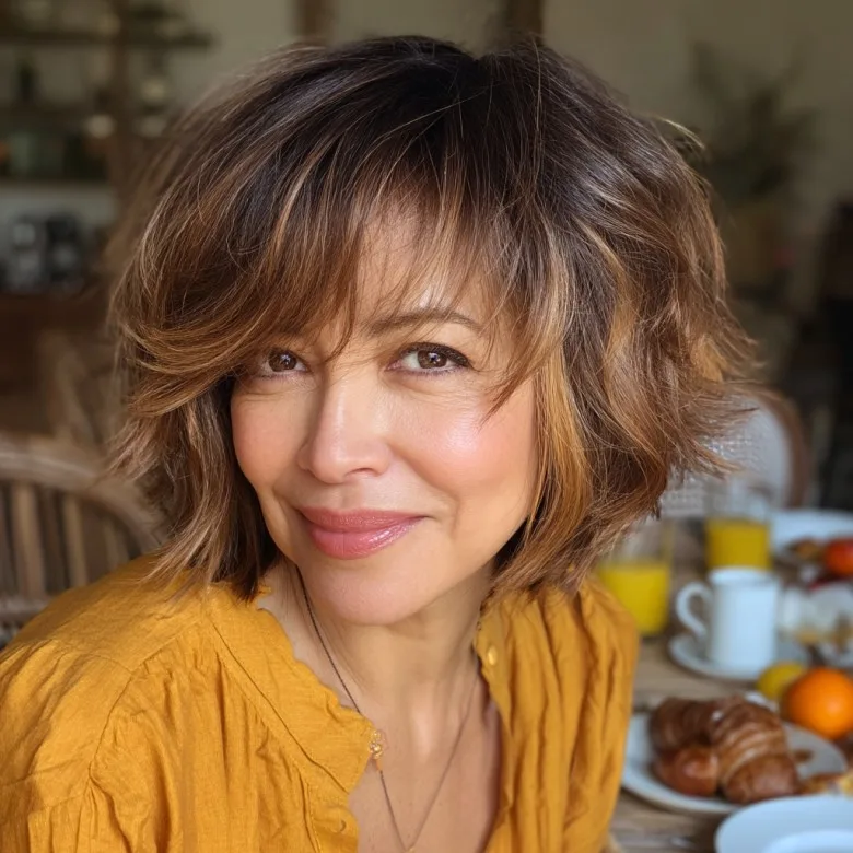 Chic Layered Angled Bob with Face-Framing Highlights