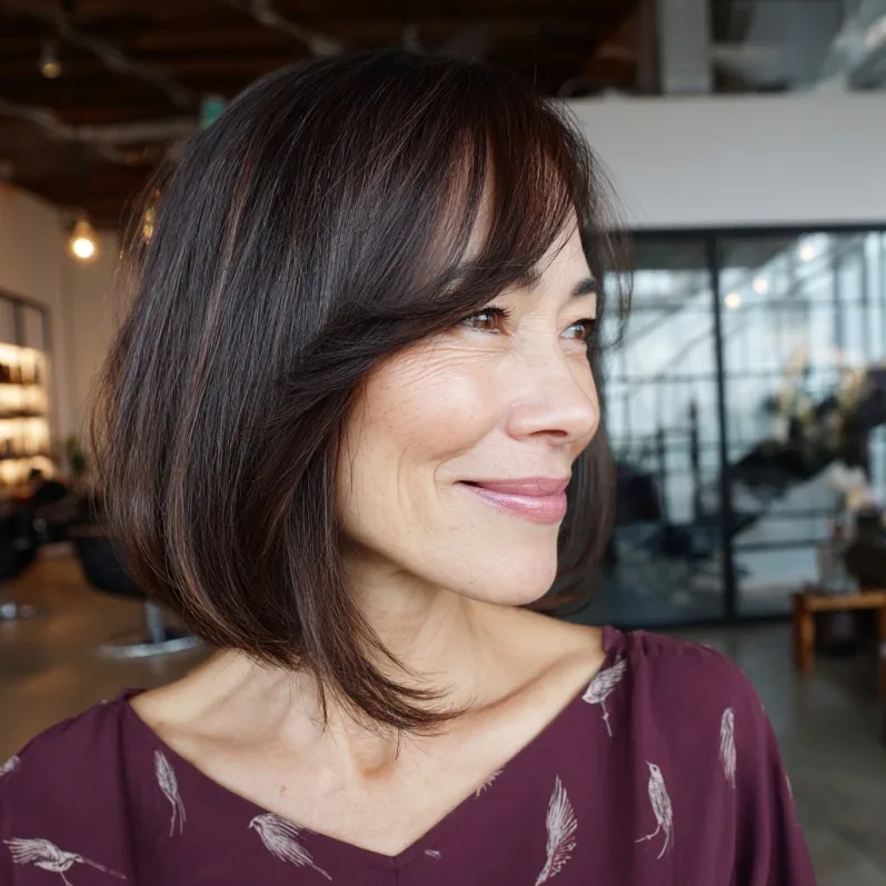 Chic Layered Asymmetrical Bob with Subtle Highlights