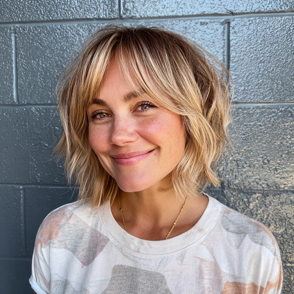 Chic Layered Bob with Soft Curtain Bangs