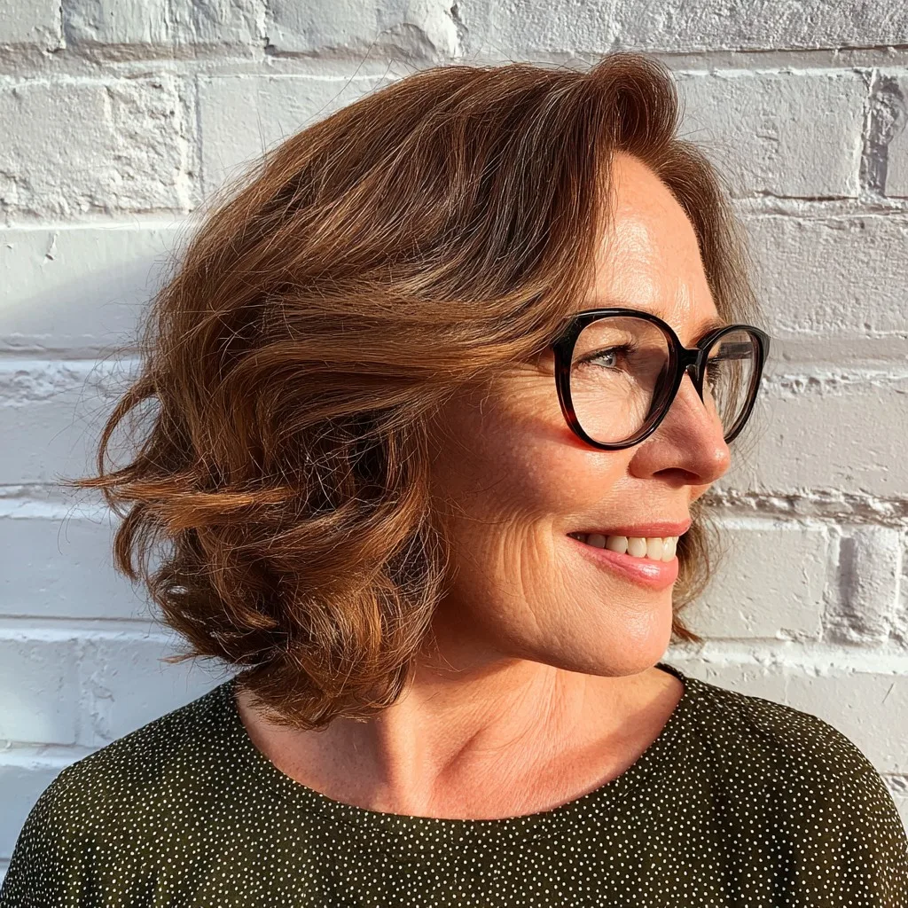 Chic Layered Curls with Face-Framing Highlights