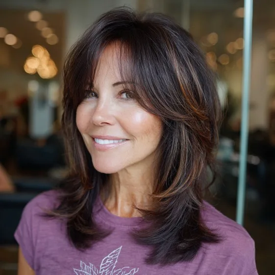 Chic Layered Cut with Face-Framing Highlights