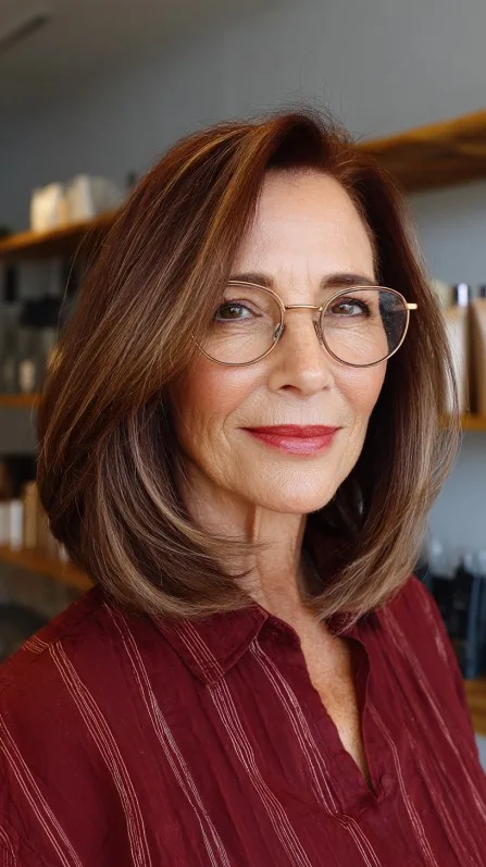 Chic Layered Lob with Subtle Face-Framing Highlights