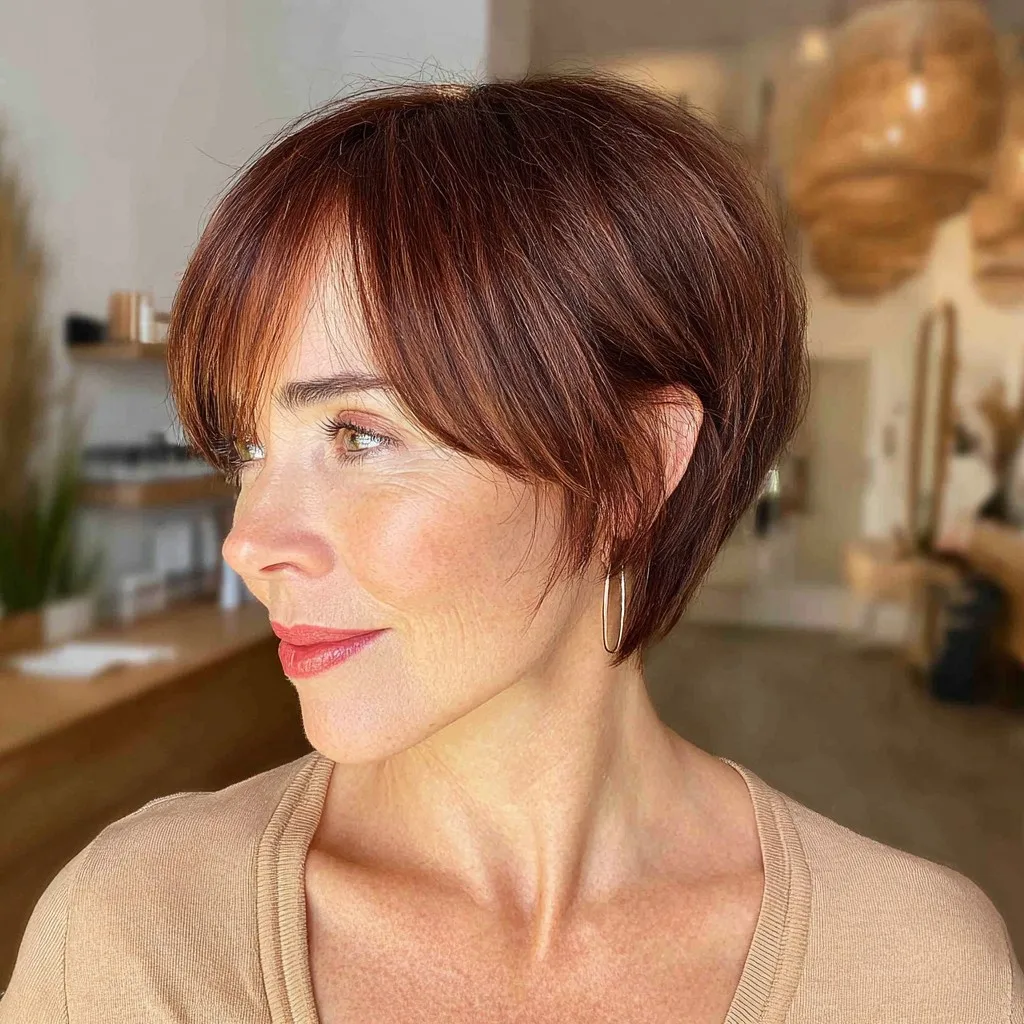 Chic Layered Pixie Cut with Soft Bangs