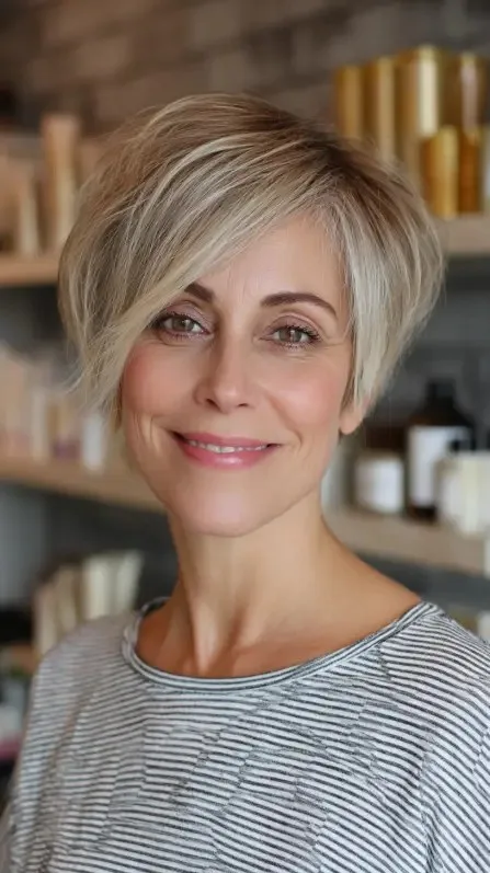 Chic Layered Pixie Cut with Soft Highlights