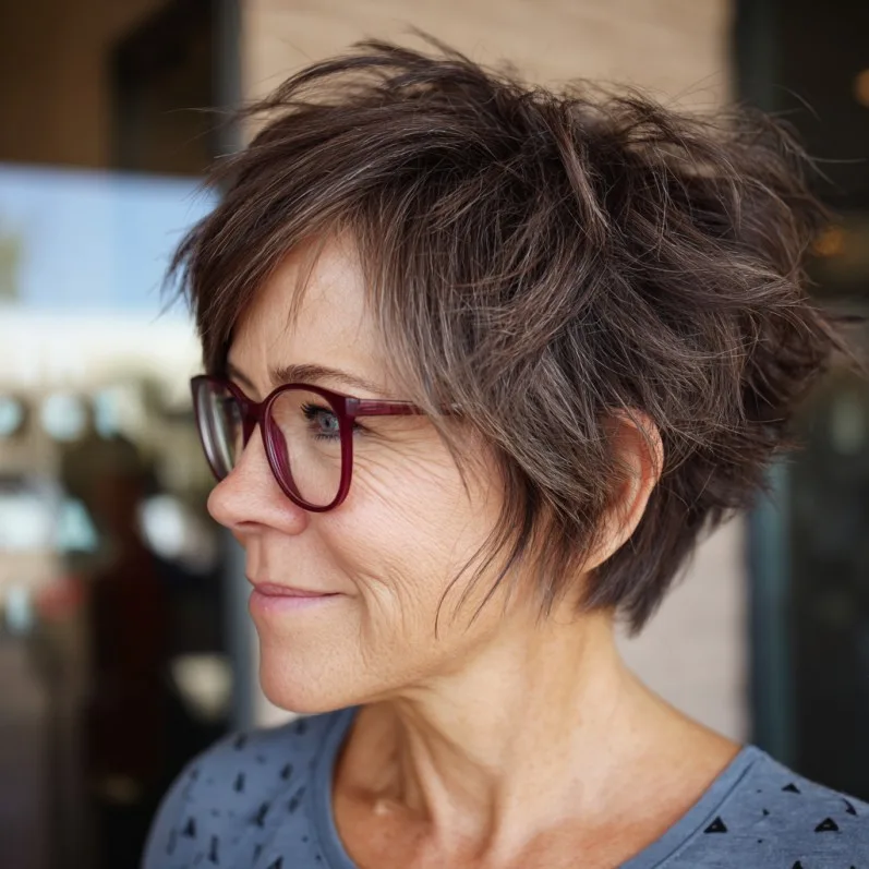 Chic Layered Short Spiky Bob for Women Over 40