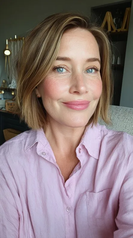 Chic Light Brown Bob with Subtle Highlights
