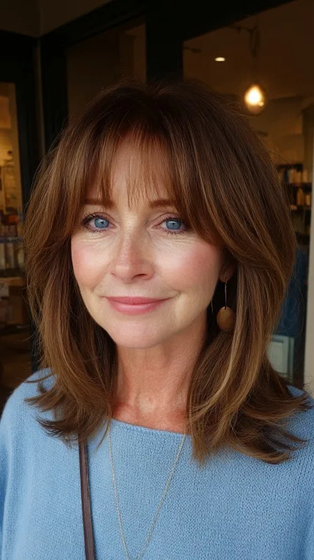 Chic Long Layered Cut with Wispy Bangs