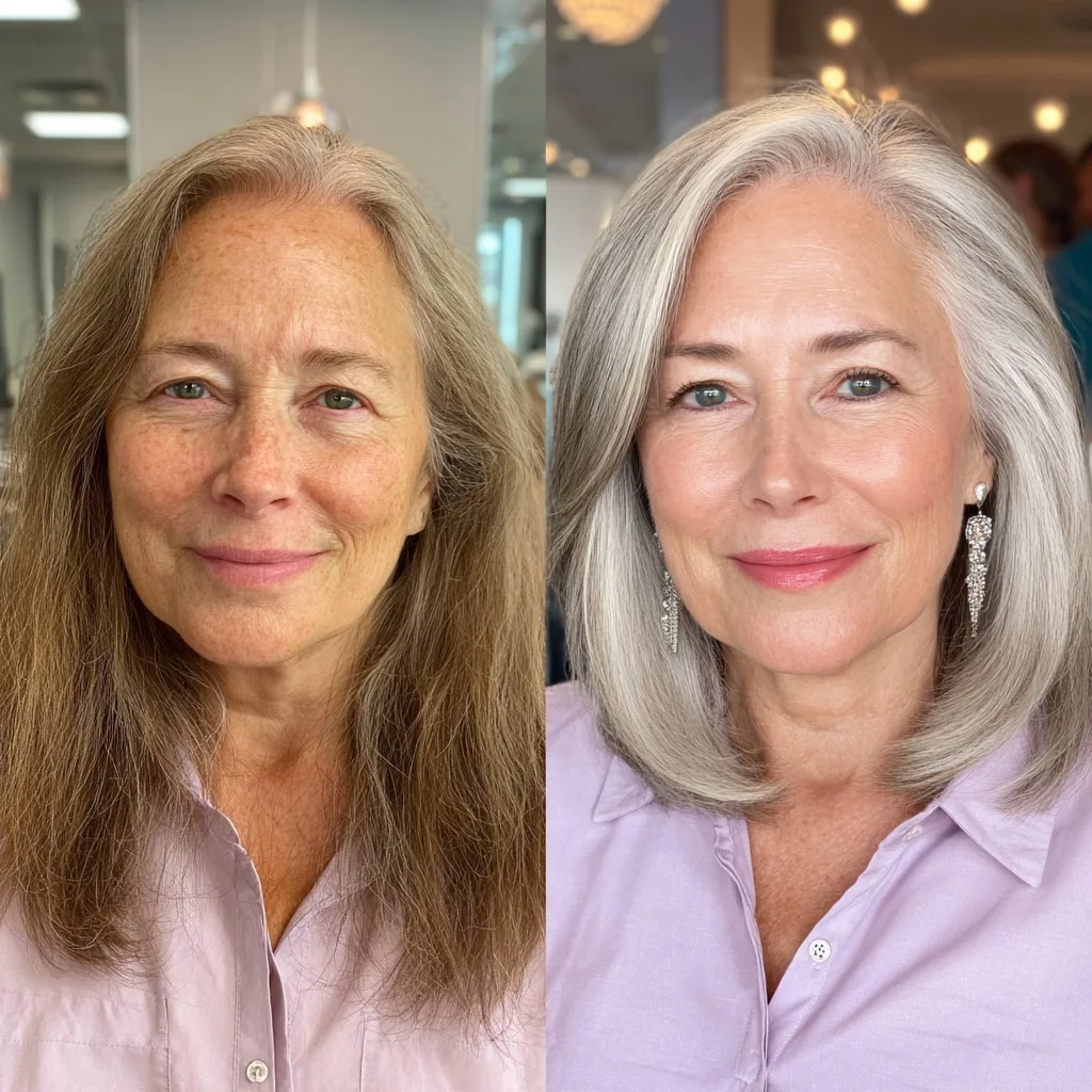 Chic Medium-Length Silver Layered Cut