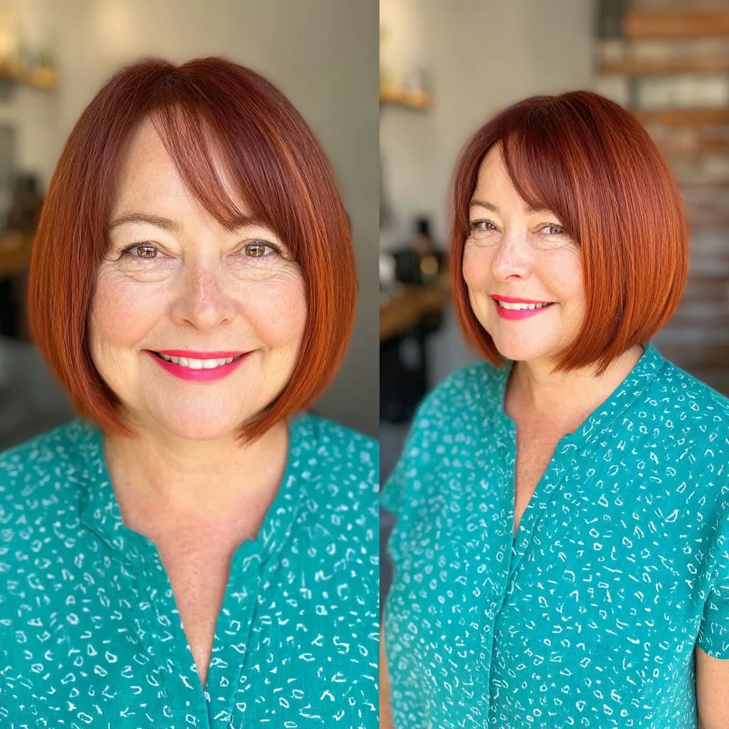 Chic One-Length Bob with Soft Bangs