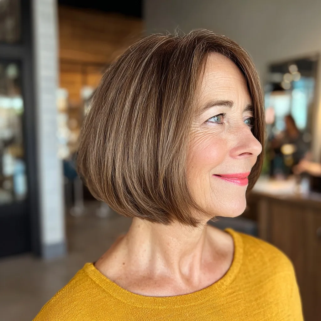 Chic One-Length Bob with Subtle Warm Tones